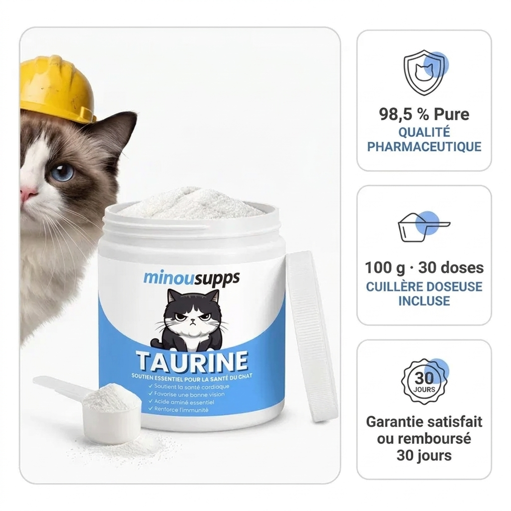 Stoppez la carence silencieuse avant même d'en voir les signes avec MinouSupps™ Taurine